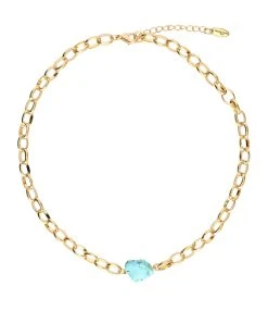 SHAKER JEWELS Collier Duna Turquoise Argent Doré