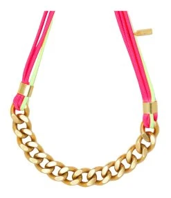 PERRINE TAVERNITI Sautoir Iris Rose Jaune Fluo