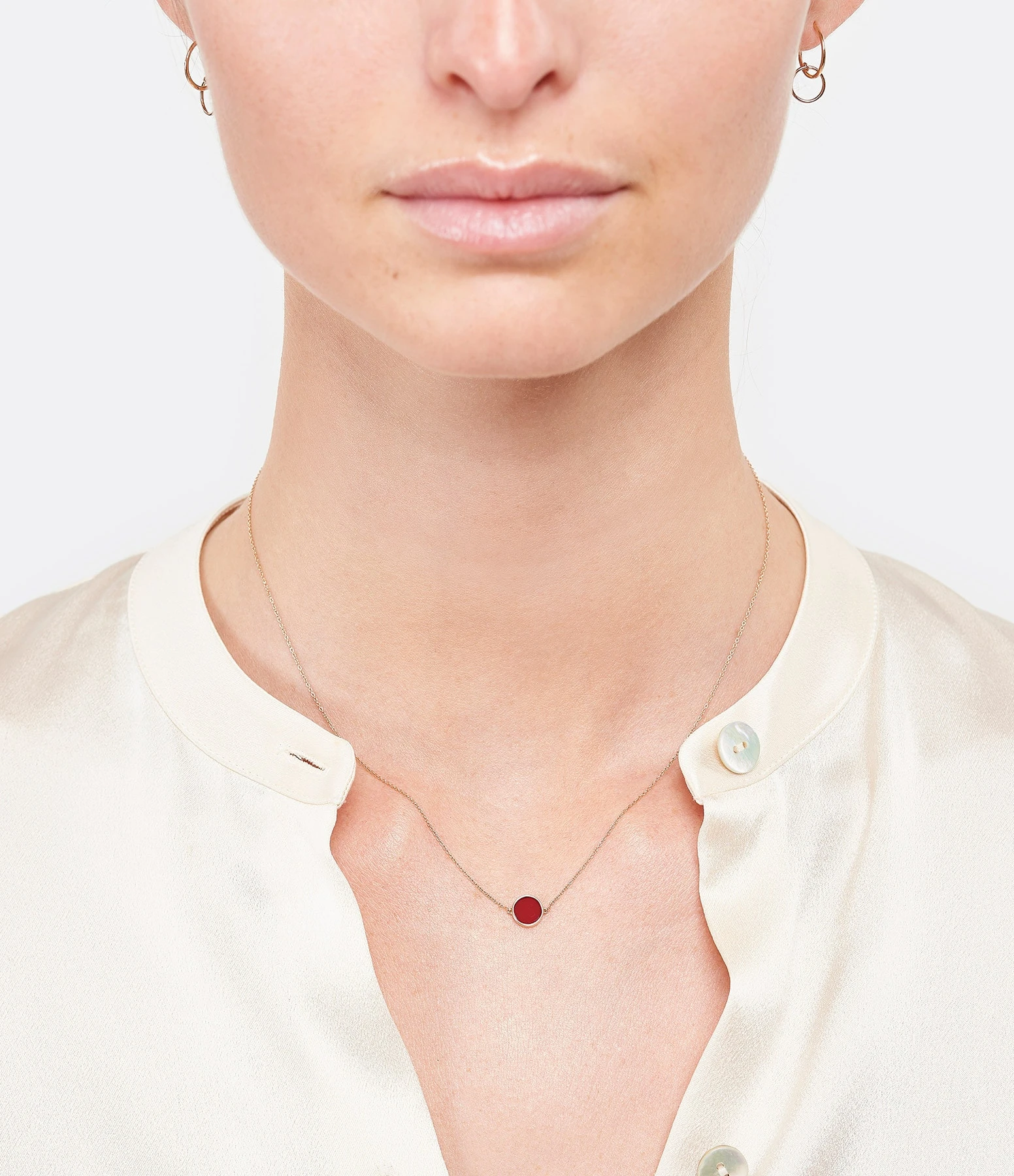 Ginette NY Collier Ever Mini Disc Corail Or Rose 2 Ginette NY Collier Ever Mini Disc Corail Or Rose – Image 2