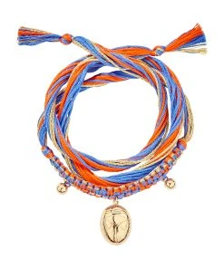 Aurélie Bidermann Bracelet Honolulu Charm Scarabée Orange Bleu