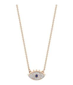 Ginette NY Collier Mini Ajna Saphir Diamants Or Rose