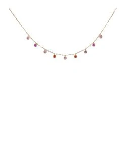 AND...PARIS Collier 9 Multi-Saphirs Or