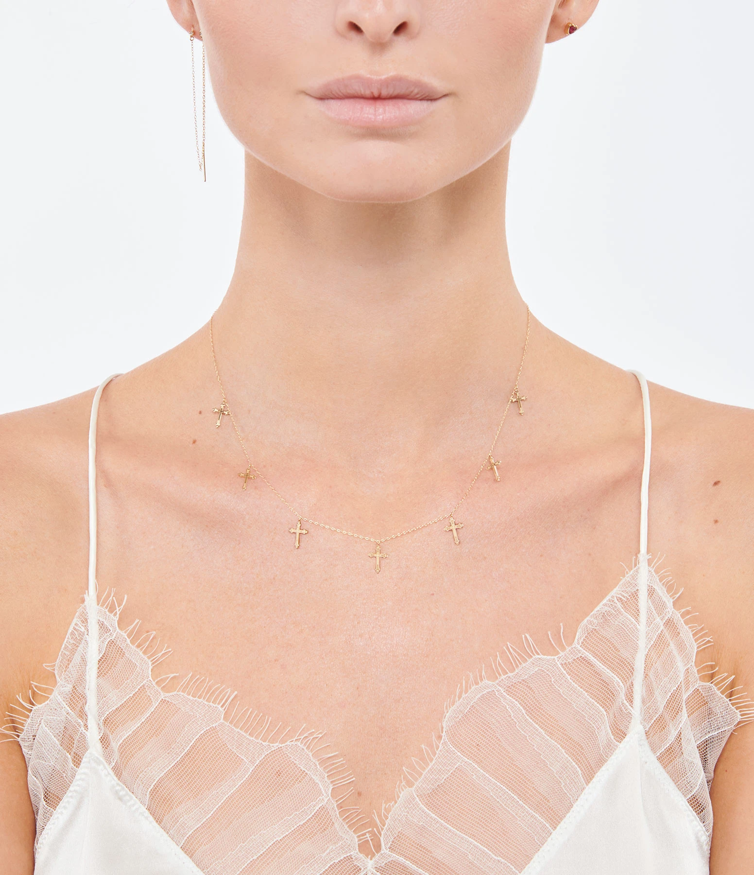 AND...PARIS Collier Pampilles 7 Croix Or Jaune 2 AND...PARIS Collier Pampilles 7 Croix Or Jaune – Image 2