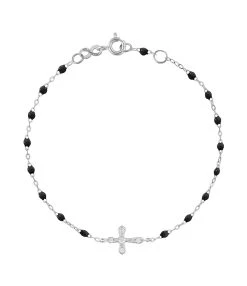 GIGI CLOZEAU Bracelet Résine Croix Vintage Diamants Or Blanc