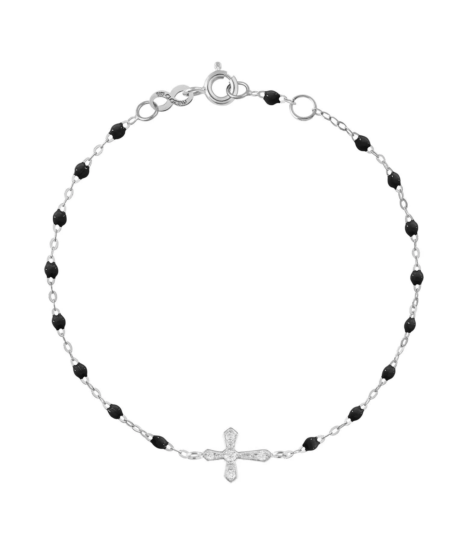 GIGI CLOZEAU Bracelet Résine Croix Vintage Diamants Or Blanc 1 GIGI CLOZEAU Bracelet Résine Croix Vintage Diamants Or Blanc