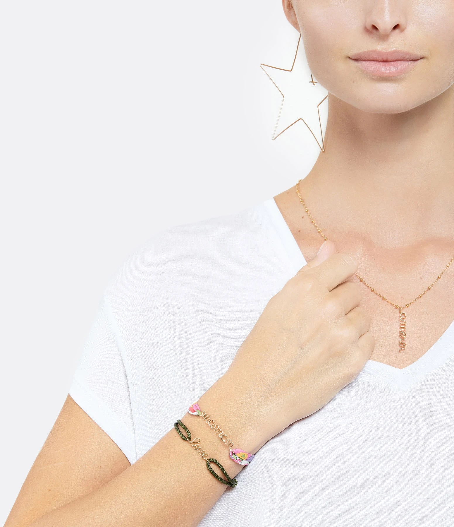 ATELIER PAULIN Bracelets Duo Maman Cœur Gold Filled Fuchsia 2 ATELIER PAULIN Bracelets Duo Maman Cœur Gold Filled Fuchsia – Image 2