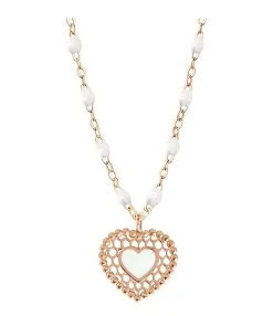 GIGI CLOZEAU Collier Cœur Dentelle Résine Or Rose 8 GIGI CLOZEAU Collier Cœur Dentelle Résine Or Rose -Shaker Jewels Magasin b1bc001r01