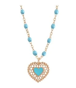 GIGI CLOZEAU Collier Cœur Dentelle Résine Or Rose