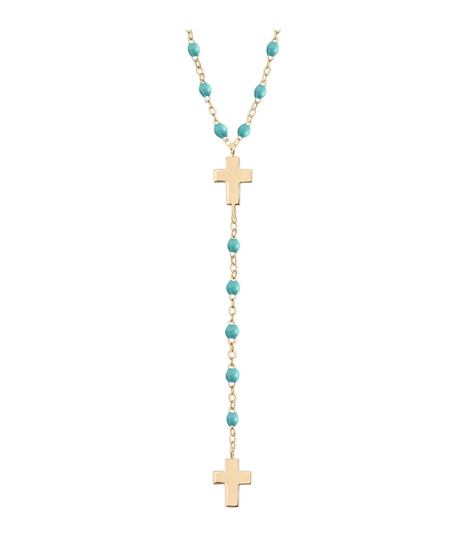 GIGI CLOZEAU Collier Chapelet Croix Perles Résine Or 3 GIGI CLOZEAU Collier Chapelet Croix Perles Résine Or – Image 3