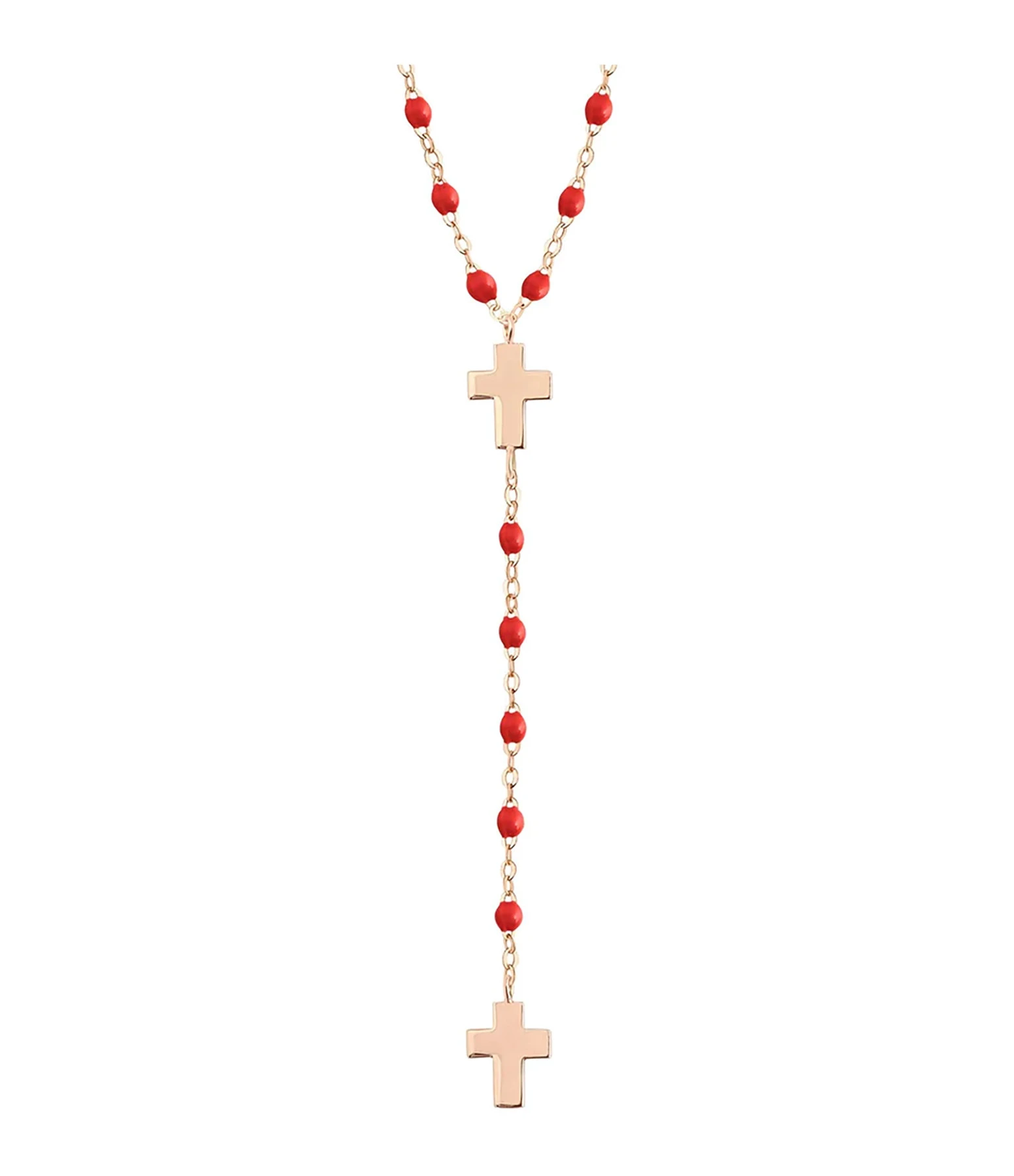 GIGI CLOZEAU Collier Chapelet Croix Perles Résine Or 2 GIGI CLOZEAU Collier Chapelet Croix Perles Résine Or – Image 2