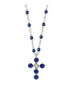 GIGI CLOZEAU Collier Mini Gigi Résine Croix Perlée Diamants Or Blanc