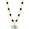 GIGI CLOZEAU Collier Eye Soirée Perles Résine Turquoise Diamants Or Jaune