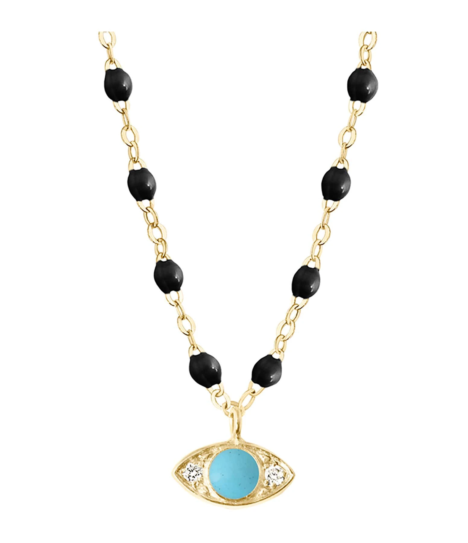 GIGI CLOZEAU Collier Eye Soirée Perles Résine Turquoise Diamants Or Jaune 1 GIGI CLOZEAU Collier Eye Soirée Perles Résine Turquoise Diamants Or Jaune