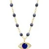 GIGI CLOZEAU Collier Eye Soirée Perles Résine Bleu De Prusse Diamants Or Jaune