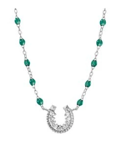 GIGI CLOZEAU Collier Perles Résine Fer à Cheval Diamants Or Blanc