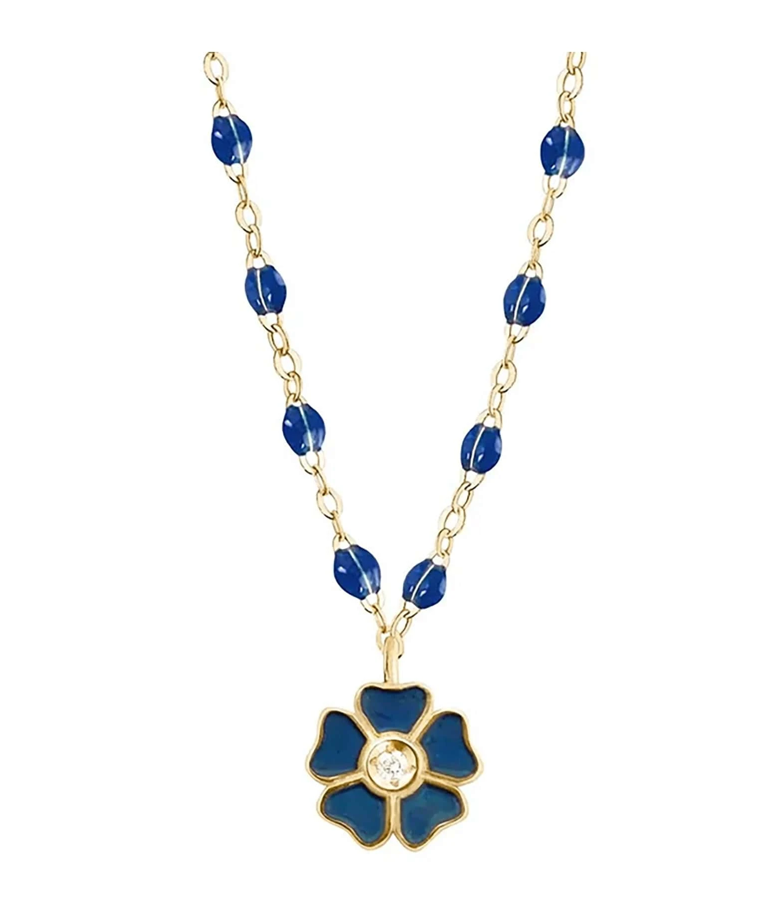 GIGI CLOZEAU Collier Perles Résine Fleur Diamant Or Jaune 4 GIGI CLOZEAU Collier Perles Résine Fleur Diamant Or Jaune – Image 4