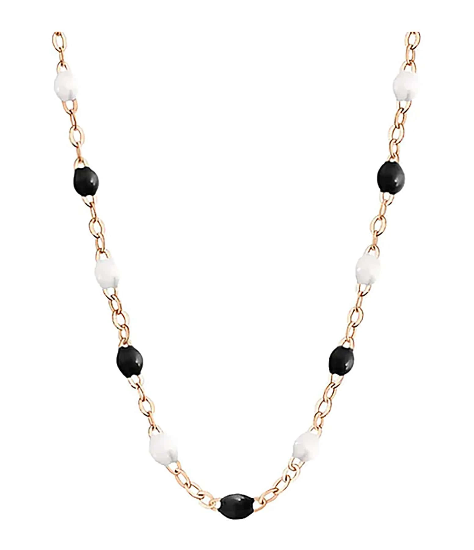 GIGI CLOZEAU Collier Perles Résine Noir Blanc Or Rose, Exclusivité Lulli 1 GIGI CLOZEAU Collier Perles Résine Noir Blanc Or Rose, Exclusivité Lulli
