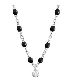 GIGI CLOZEAU Collier 1 Diamant Perles Résine Or Blanc