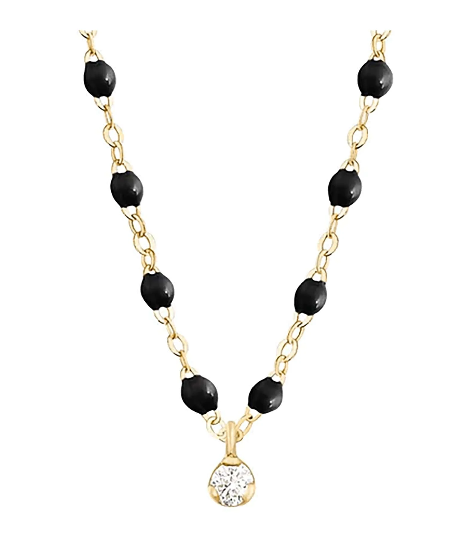 GIGI CLOZEAU Collier 1 Diamant Perles Résine Or Jaune 1 GIGI CLOZEAU Collier 1 Diamant Perles Résine Or Jaune
