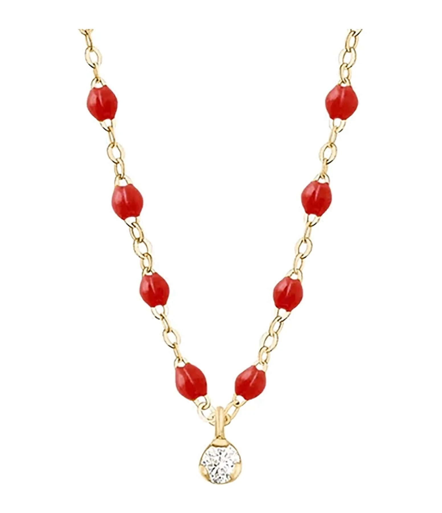 GIGI CLOZEAU Collier 1 Diamant Perles Résine Or Jaune 2 GIGI CLOZEAU Collier 1 Diamant Perles Résine Or Jaune – Image 2