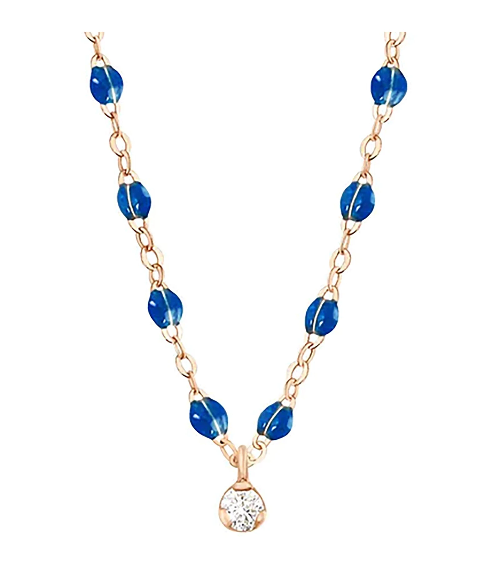 GIGI CLOZEAU Collier 1 Diamant Perles Résine Or Rose 3 GIGI CLOZEAU Collier 1 Diamant Perles Résine Or Rose – Image 3