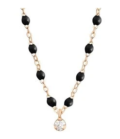 GIGI CLOZEAU Collier 1 Diamant Perles Résine Or Rose