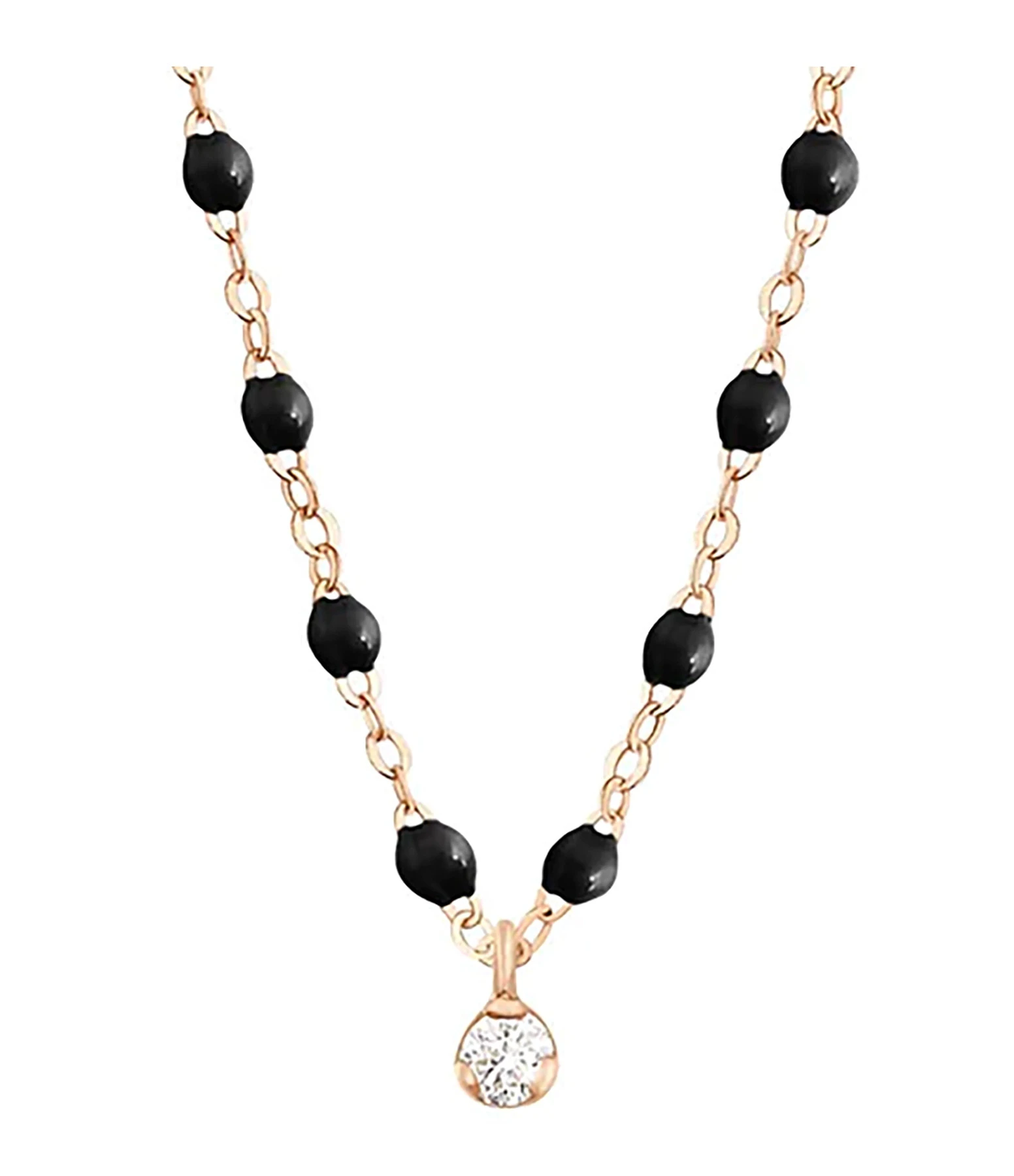 GIGI CLOZEAU Collier 1 Diamant Perles Résine Or Rose 1 GIGI CLOZEAU Collier 1 Diamant Perles Résine Or Rose