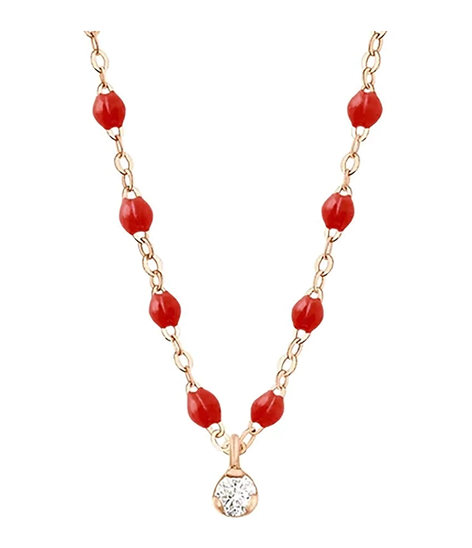 GIGI CLOZEAU Collier 1 Diamant Perles Résine Or Rose 2 GIGI CLOZEAU Collier 1 Diamant Perles Résine Or Rose – Image 2