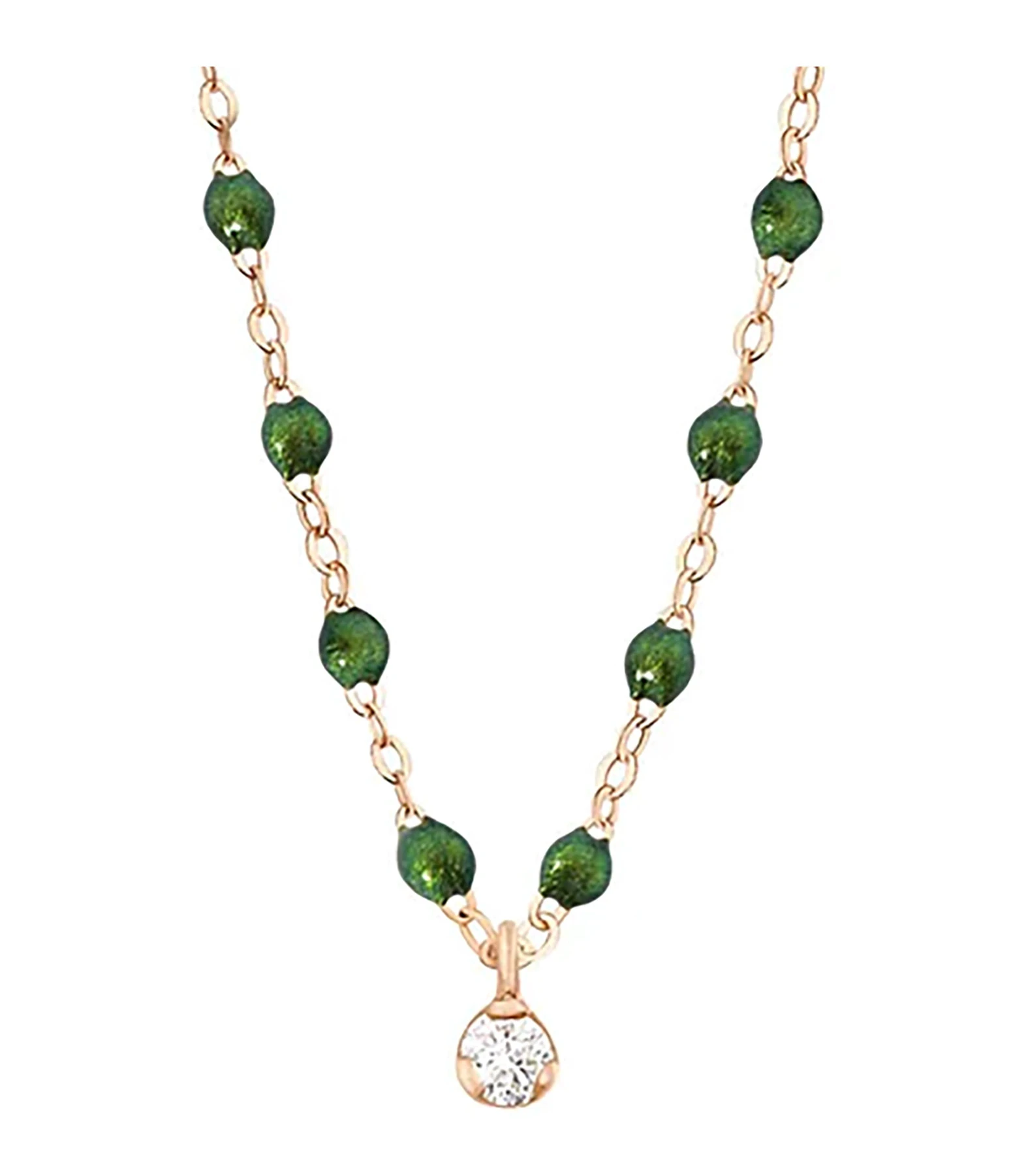 GIGI CLOZEAU Collier 1 Diamant Perles Résine Or Rose 6 GIGI CLOZEAU Collier 1 Diamant Perles Résine Or Rose – Image 6