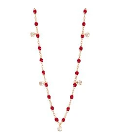 GIGI CLOZEAU Collier 5 Diamants Perles Résine Or Rose -Shaker Jewels Magasin b1gs005 30 r