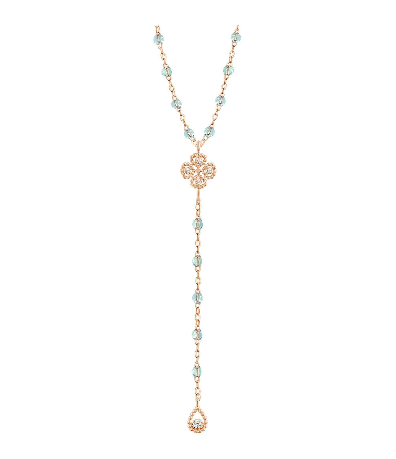 GIGI CLOZEAU Collier Chapelet Lucky Trèfle Perles Résine Or Diamants 2 GIGI CLOZEAU Collier Chapelet Lucky Trèfle Perles Résine Or Diamants – Image 2