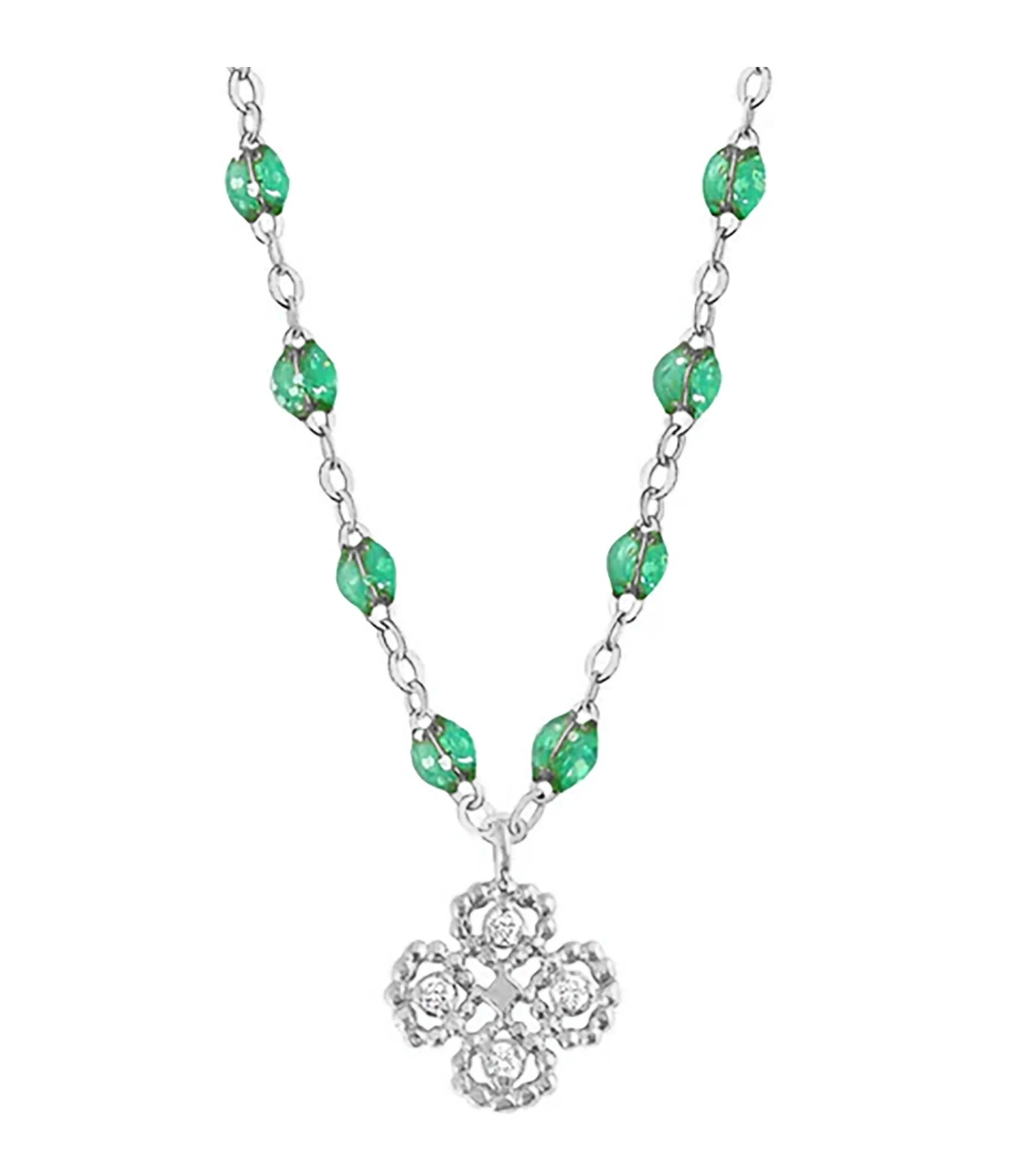 GIGI CLOZEAU Collier Lucky Trèfle Perles Résine Or Diamants 3 GIGI CLOZEAU Collier Lucky Trèfle Perles Résine Or Diamants – Image 3