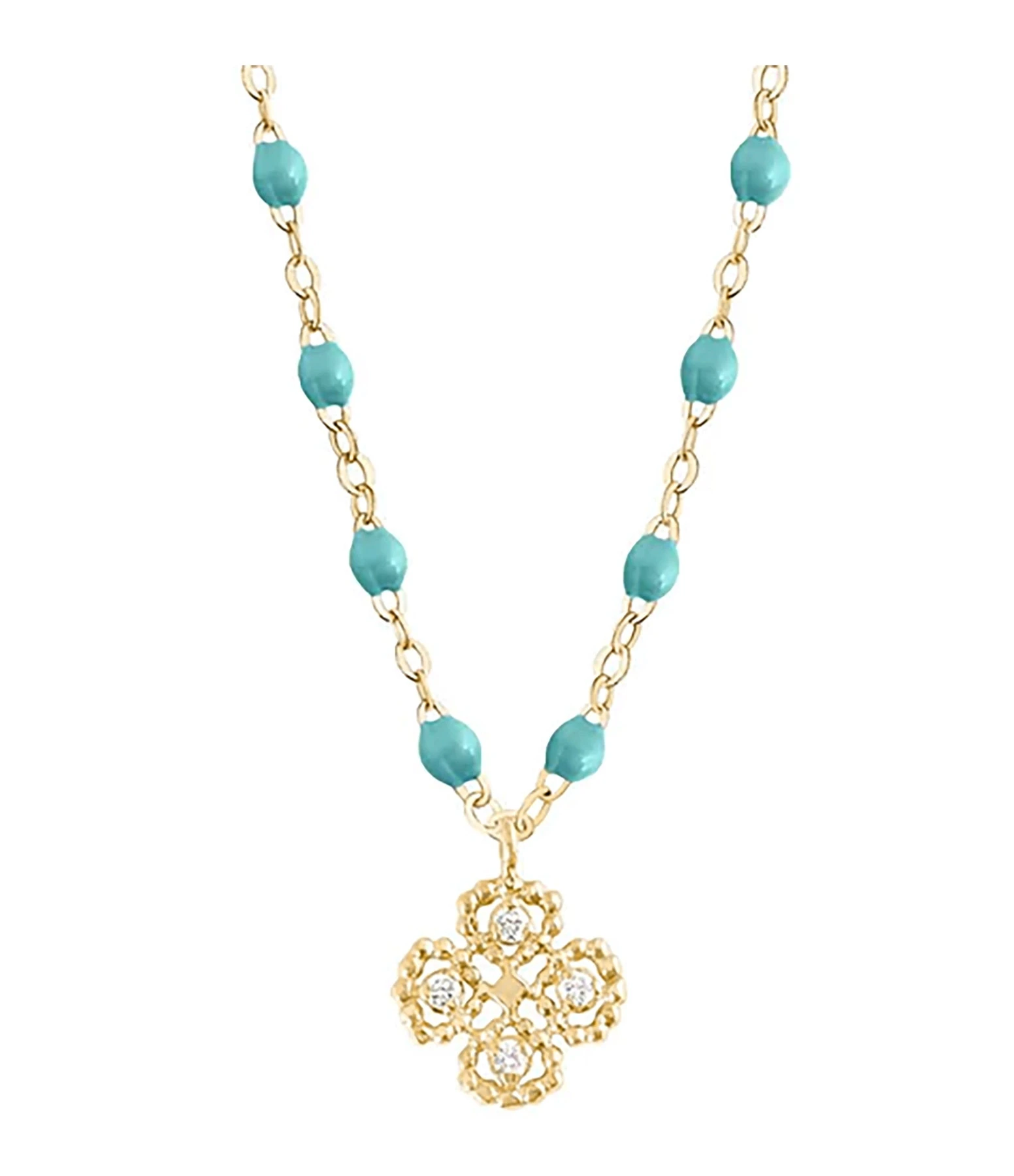 GIGI CLOZEAU Collier Lucky Trèfle Perles Résine Or Diamants 1 GIGI CLOZEAU Collier Lucky Trèfle Perles Résine Or Diamants