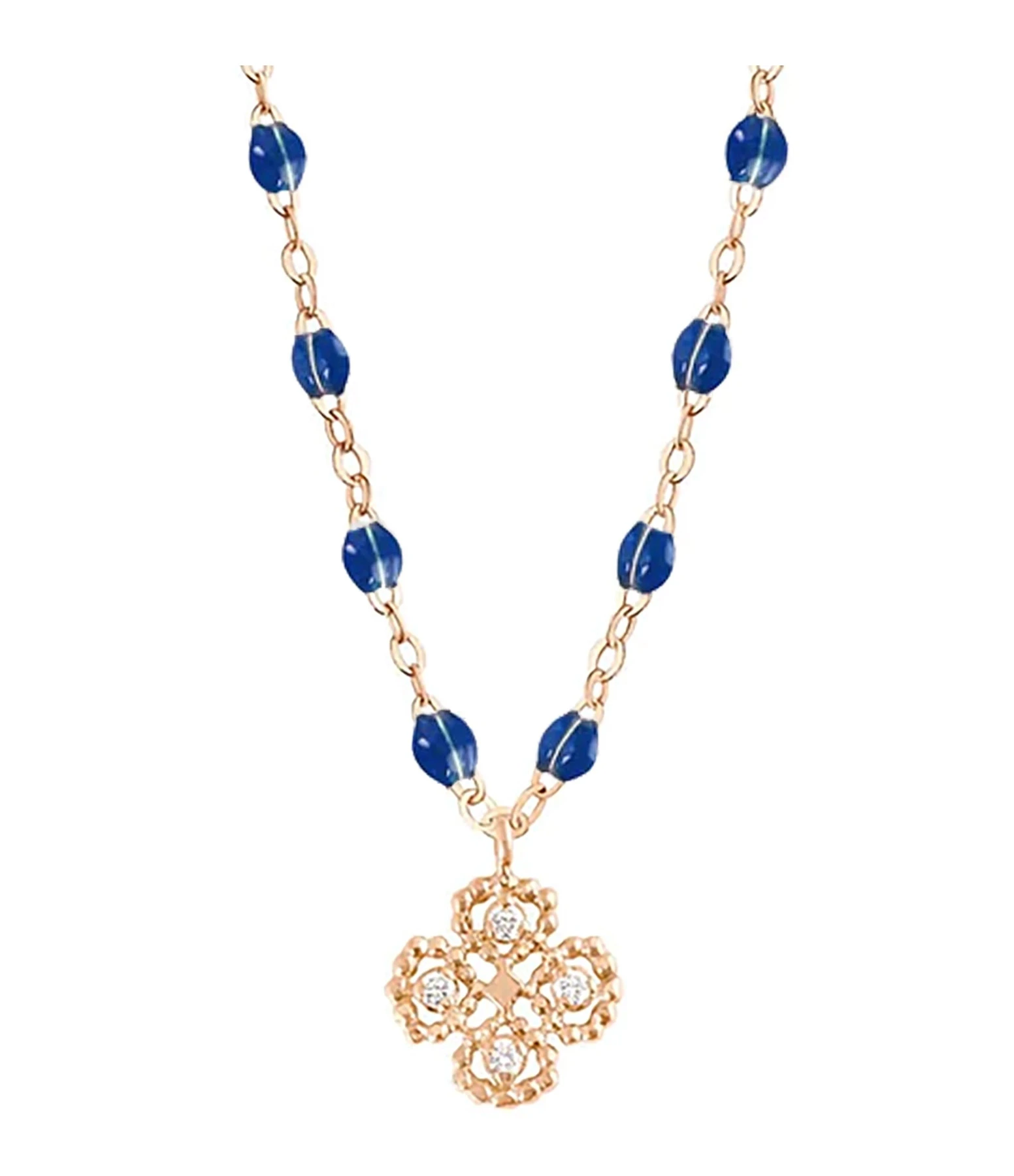 GIGI CLOZEAU Collier Lucky Trèfle Perles Résine Or Diamants 2 GIGI CLOZEAU Collier Lucky Trèfle Perles Résine Or Diamants – Image 2