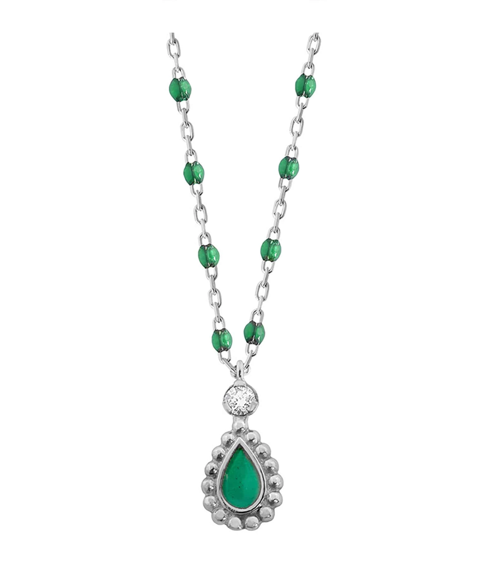 GIGI CLOZEAU Collier Lucky Cashmere Mini Résine Diamant Or Blanc 1 GIGI CLOZEAU Collier Lucky Cashmere Mini Résine Diamant Or Blanc