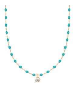 GIGI CLOZEAU Collier 1 Diamant Mini Perles Résine Or -Shaker Jewels Magasin b1mi001j33