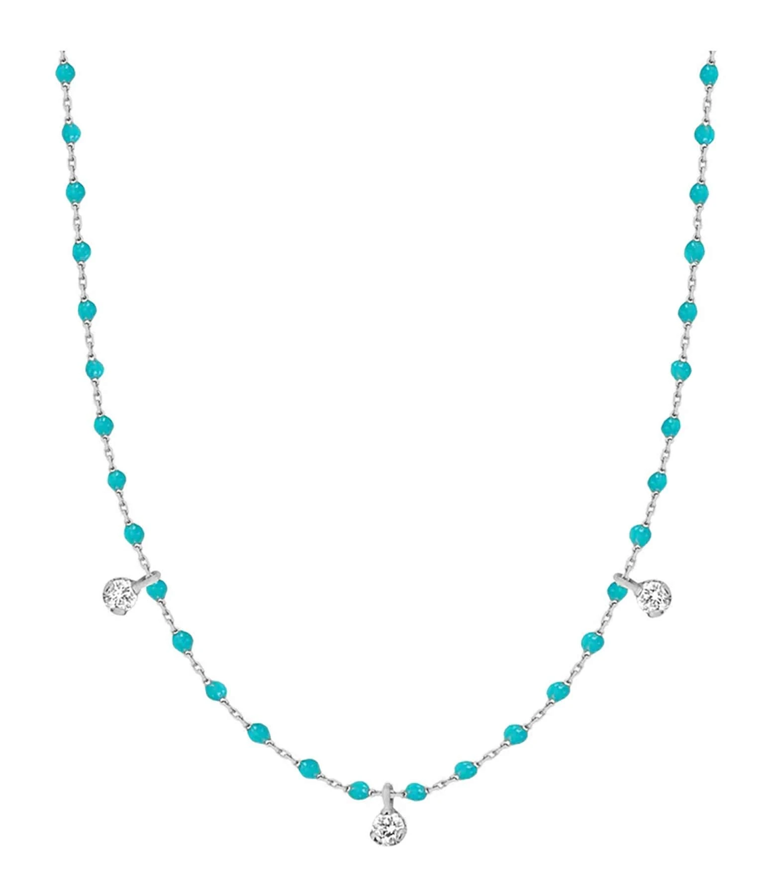 GIGI CLOZEAU Collier 3 Diamants Mini Perles Résine Or 4 GIGI CLOZEAU Collier 3 Diamants Mini Perles Résine Or – Image 4