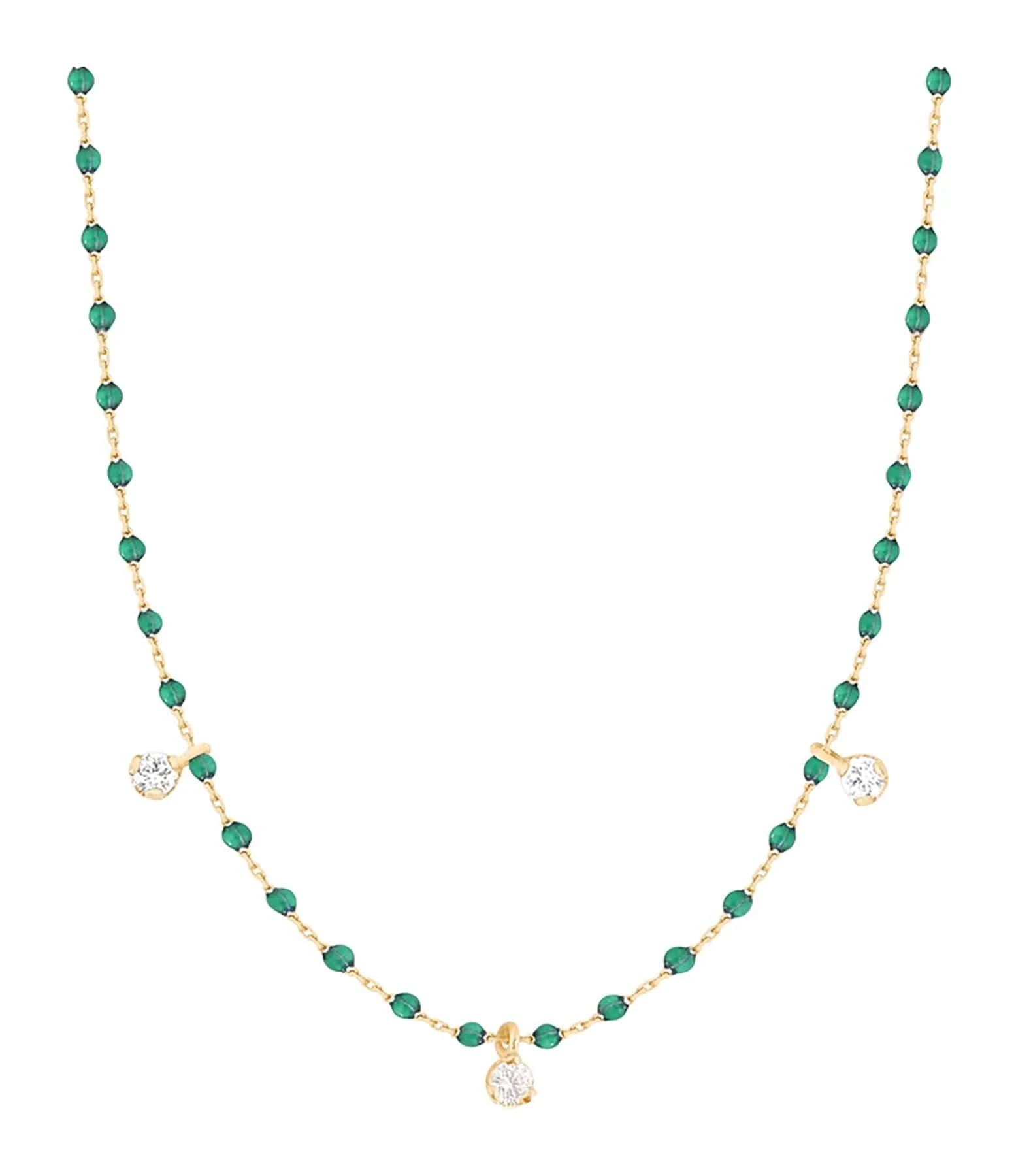 GIGI CLOZEAU Collier 3 Diamants Mini Perles Résine Or 6 GIGI CLOZEAU Collier 3 Diamants Mini Perles Résine Or – Image 6