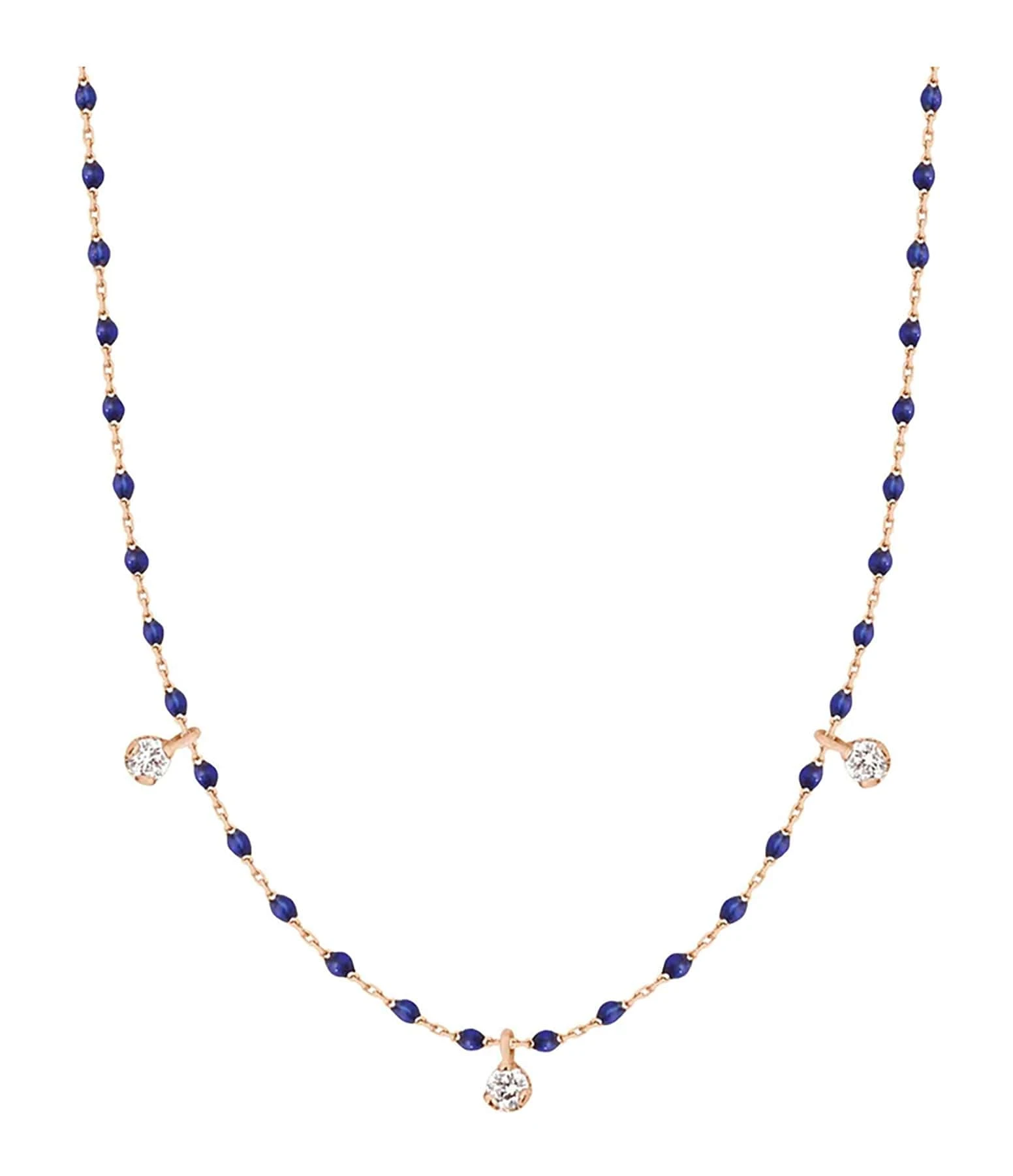 GIGI CLOZEAU Collier 3 Diamants Mini Perles Résine Or 1 GIGI CLOZEAU Collier 3 Diamants Mini Perles Résine Or