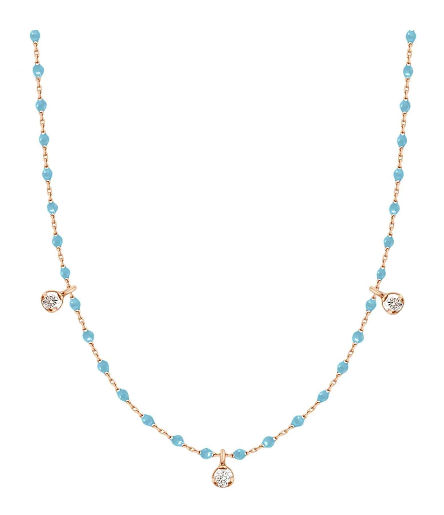 GIGI CLOZEAU Collier 3 Diamants Mini Perles Résine Or 5 GIGI CLOZEAU Collier 3 Diamants Mini Perles Résine Or – Image 5