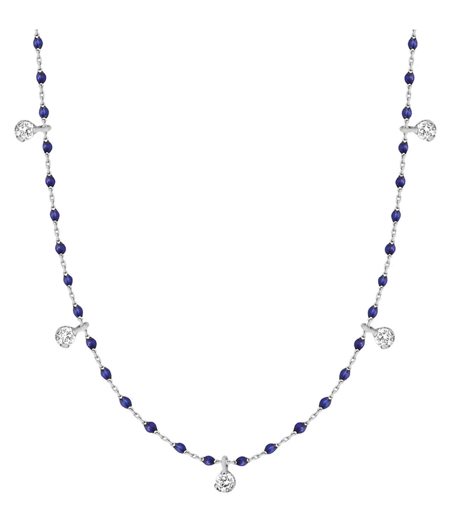 GIGI CLOZEAU Collier 5 Diamants Mini Perles Résine Or 3 GIGI CLOZEAU Collier 5 Diamants Mini Perles Résine Or – Image 3