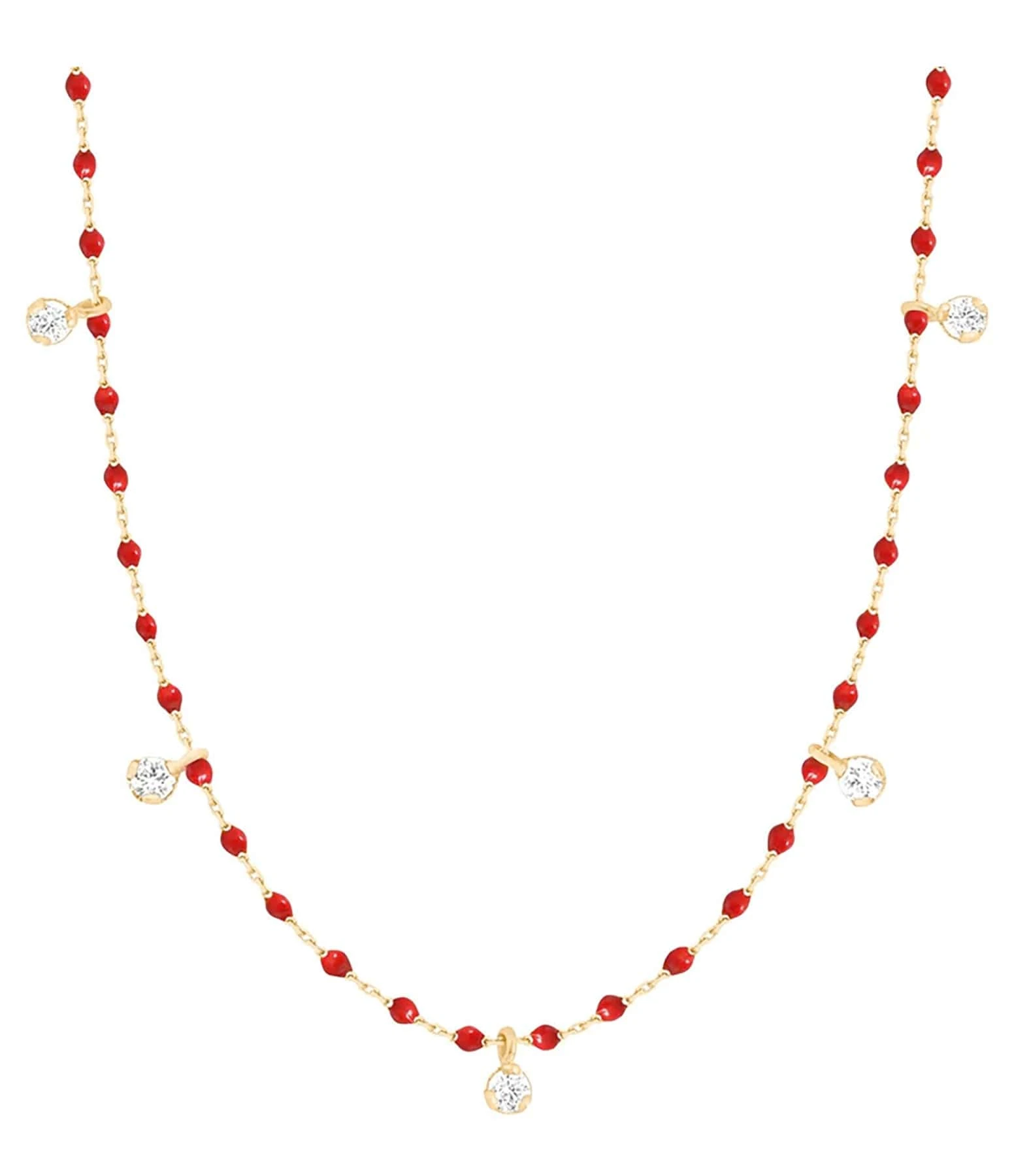 GIGI CLOZEAU Collier 5 Diamants Mini Perles Résine Or 4 GIGI CLOZEAU Collier 5 Diamants Mini Perles Résine Or – Image 4