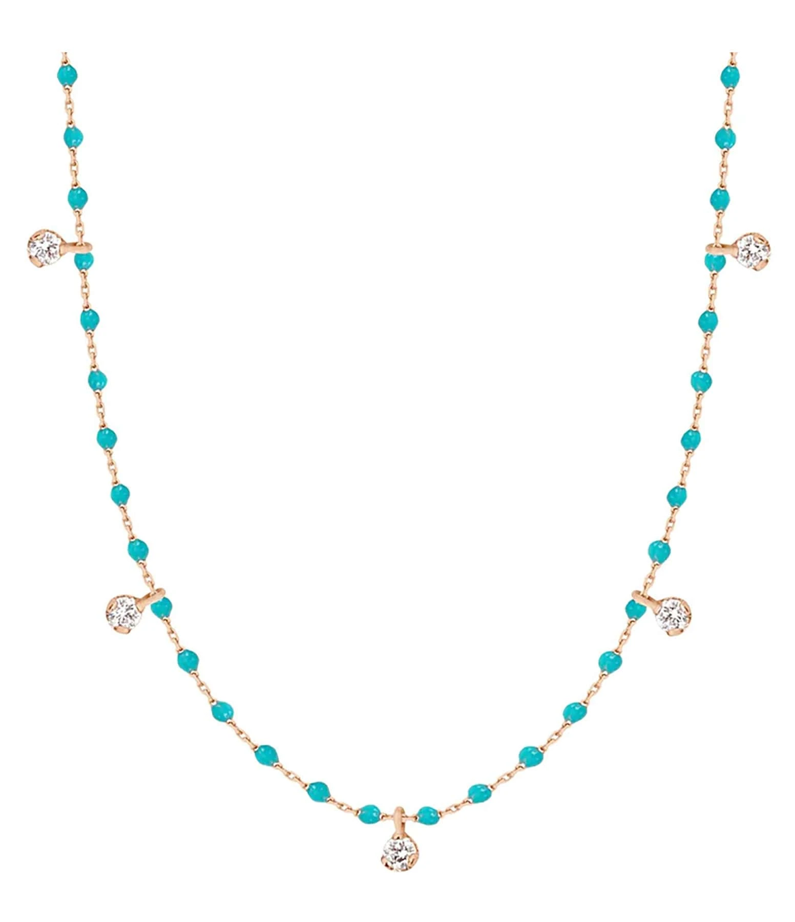 GIGI CLOZEAU Collier 5 Diamants Mini Perles Résine Or 1 GIGI CLOZEAU Collier 5 Diamants Mini Perles Résine Or