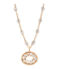 GIGI CLOZEAU Collier Résine L'Œil Du Pirate Diamants Or Rose -Shaker Jewels Magasin b1op001r49 42 di r