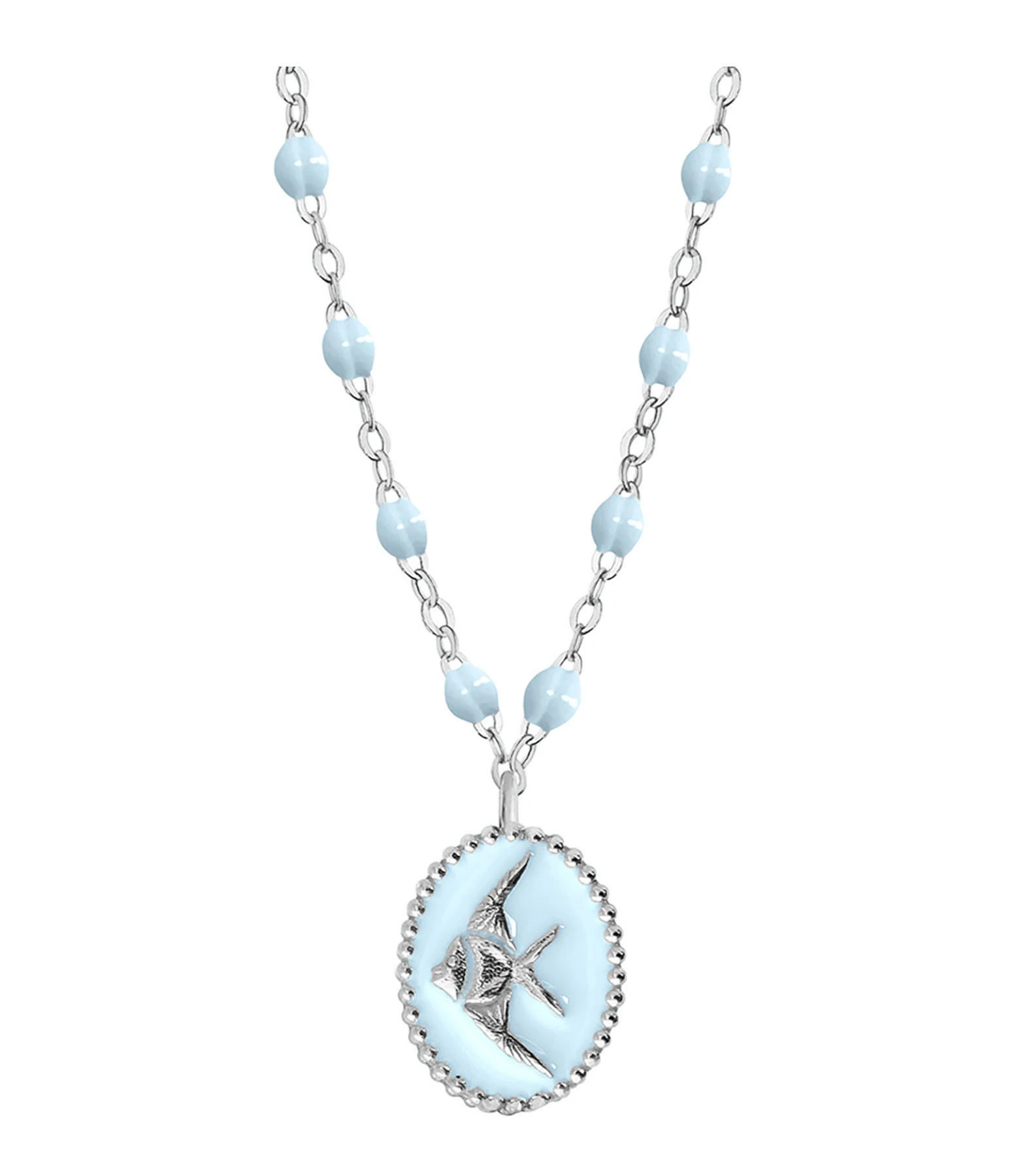 GIGI CLOZEAU Collier Poisson Ange Perles Résine Or Blanc 2 GIGI CLOZEAU Collier Poisson Ange Perles Résine Or Blanc – Image 2