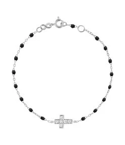 GIGI CLOZEAU Bracelet Résine Croix Diamants Or Blanc