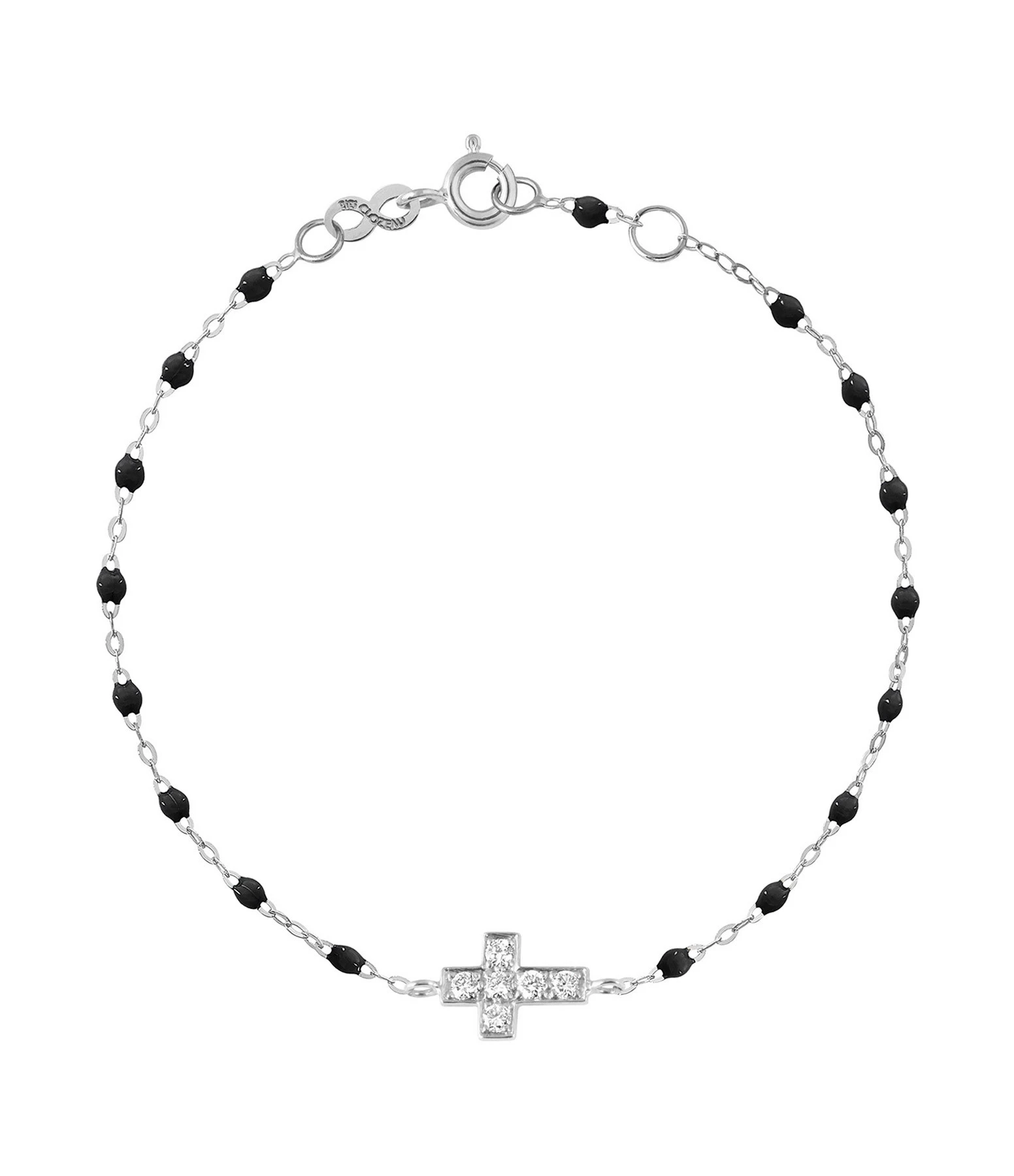 GIGI CLOZEAU Bracelet Résine Croix Diamants Or Blanc 1 GIGI CLOZEAU Bracelet Résine Croix Diamants Or Blanc