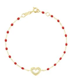 GIGI CLOZEAU Bracelet RĂ©sine CĆur SuprĂȘme Diamants Or Jaune