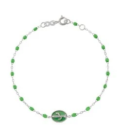 GIGI CLOZEAU Bracelet Cactus Perles Résine Vert Prairie Or Blanc