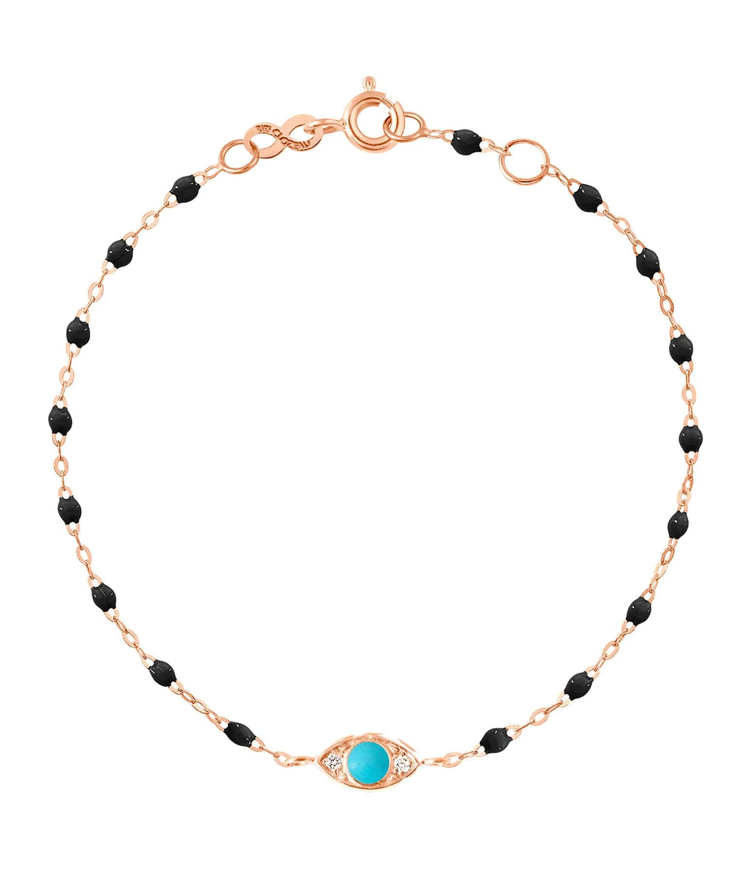 GIGI CLOZEAU Bracelet Eye Soirée Résine Turquoise Diamants Or Rose 1 GIGI CLOZEAU Bracelet Eye Soirée Résine Turquoise Diamants Or Rose
